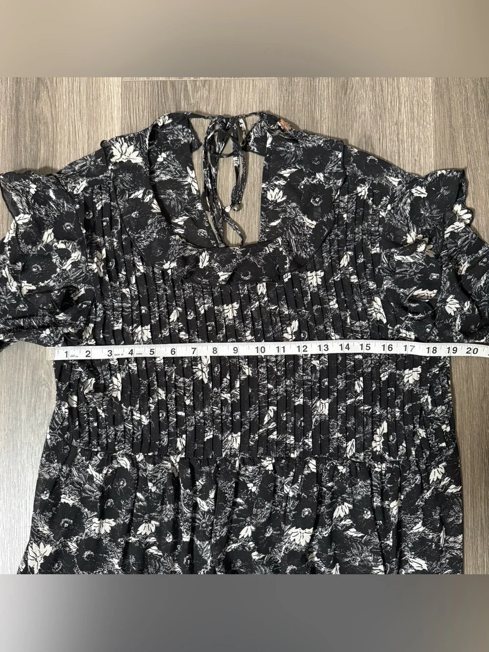 Free People These Dreams Sheer Floral Print Ruffle Trim Mini Dress Size Medium